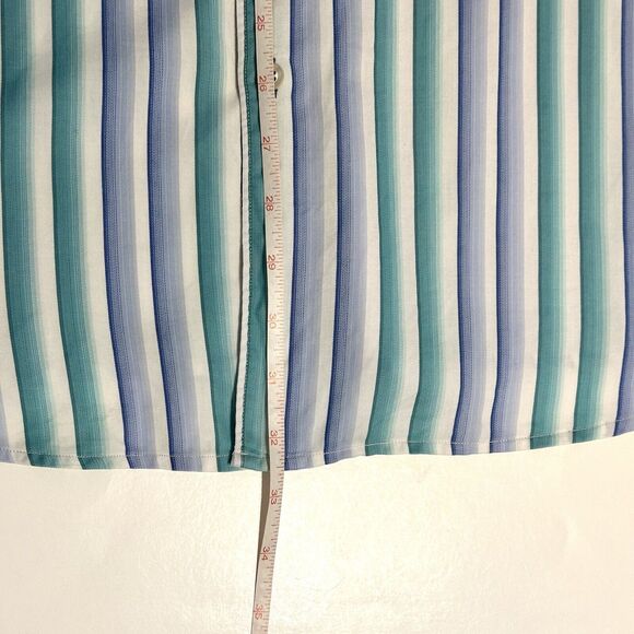 Tommy Bahama Blue Grn Striped Button Up Mens XL Long Sleeve Shirt Woven Casual - Picture 4 of 9